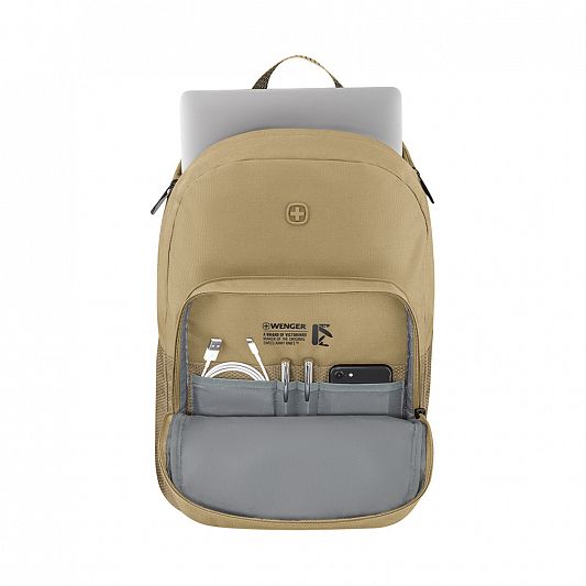 Рюкзак WENGER Crango 16", бежевый, переработанный ПЭТ/Полиэстер, 33х22х46 см, 27 л. 653180