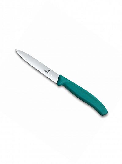 Нож для очистки овощей Victorinox Swiss Classic лезвие 10 см, прямое лезвие, зеленый, 6.7704.C1