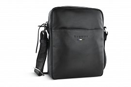 Сумка наплечная мужская BUGATTI Romeo, черная, воловья кожа/полиэстер, 16х4,5х21 см, 1,5 л 49413801 