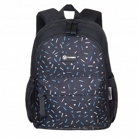 Рюкзак TORBER CLASS X Mini, чёрный/серый с орнаментом, полиэстер 900D + Мешок для обуви в подарок T1801-23-Bl-G 