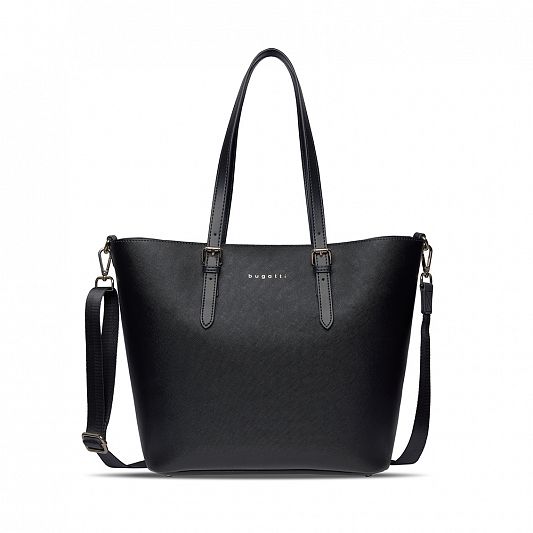 Сумка-шоппер женская BUGATTI Ella, черная, полиуретан, 47,5х12х32 см 493625S01