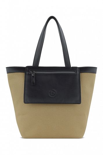 Сумка-тоут женская маленькая BUGATTI Elena, песочная, канвас, полиуретан, 33 x 15,5 x 24 см 49598245