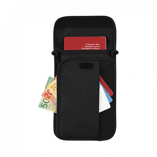 Кошелёк на шею VICTORINOX Travel Essentials Security Neck Pouch, черный, полиэстер, 14х1х22 см 653378