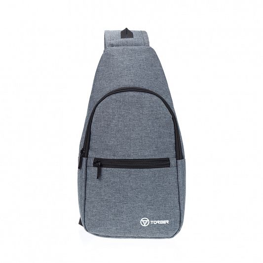 Рюкзак TORBER с одним плечевым ремнем, серый, полиэстер 300D,T062-GRE