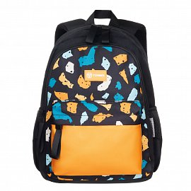 Рюкзак TORBER CLASS X Mini, чёрный/жёлтый с орнаментом, полиэстер 900D + Мешок для обуви в подарок T1801-23-Bl-Y 