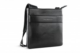 Сумка наплечная мужская BUGATTI Nome, черная, воловья кожа/полиэстер, 18х3,5х19 см, 1 л 49161101 