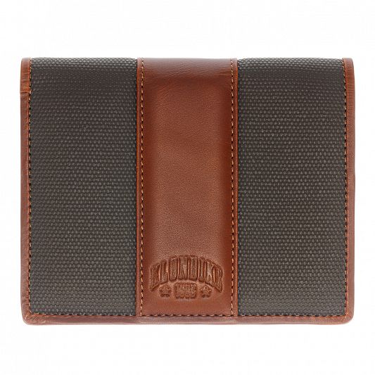 Бумажник KLONDIKE "URBAN", натуральная кожа/канвас, оливковый/коричневый цвет, 9,5 х 12 х 2 см KD1400-02