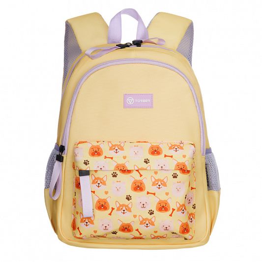 Рюкзак TORBER CLASS X Mini, жёлтый с орнаментом, полиэстер 900D + Мешок для сменной обуви в подарок! T1801-23-Yel