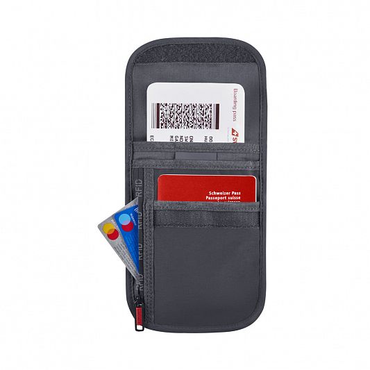Кошелек на шею для документов WENGER 611878 с системой защиты данных RFID серый