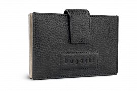 Портмоне для кредитных карт BUGATTI Elsa, черное, воловья кожа/полиэстер, 10,5х1,5х7,5 см 49464001 