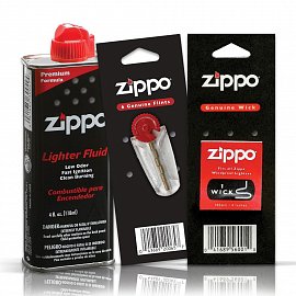 Набор расходников (топливо, кремний, фитиль) для зажигалок Zippo LSKZIP 
