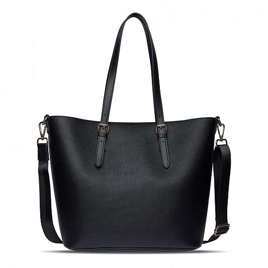 Сумка-шоппер женская BUGATTI Ella, черная, полиуретан, 47,5х12х32 см 493625S01