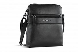 Сумка наплечная мужская BUGATTI Nome, черная, воловья кожа/полиэстер, 19х4х21 см, 1,5 л 49161301 