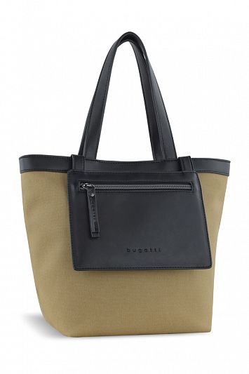 Сумка-тоут женская маленькая BUGATTI Elena, песочная, канвас, полиуретан, 33 x 15,5 x 24 см 49598245
