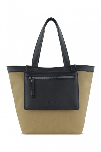 Сумка-тоут женская маленькая BUGATTI Elena, песочная, канвас, полиуретан, 33 x 15,5 x 24 см 49598245