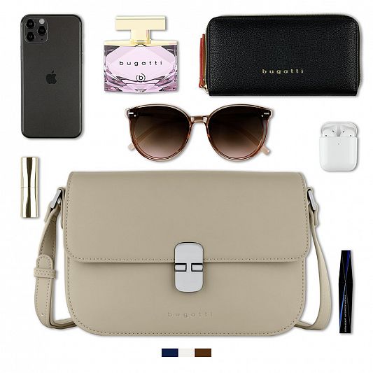 Сумка женская BUGATTI NELA, бежевая, полиуретан, 25х9х17,5 см 49384950