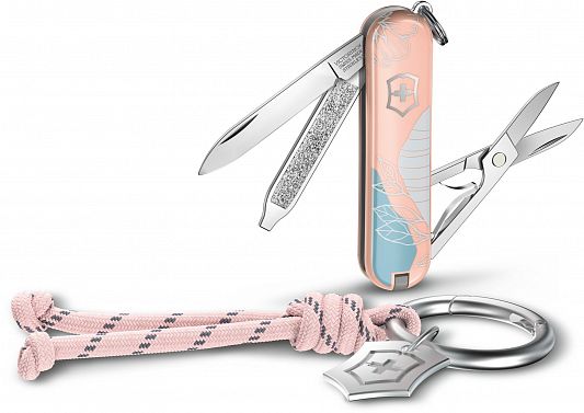 Нож брелок Victorinox 0.6223.E221 Classic SD Paris Style, розовый, 58 мм, 7 функций