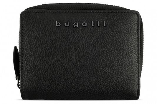 Кошелёк женский BUGATTI Bella, с RFID защитой, чёрный, воловья кожа/полиэстер, 12х2,5х9,5 см 49482101
