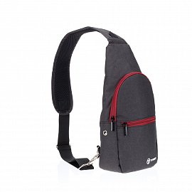 Рюкзак TORBER с одним плечевым ремнем, чёрный/бордовый, полиэстер 300D T062-BRD 