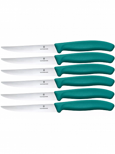 Набор из 6 ножей для стейков VICTORINOX Swiss Classic 6.7234.6C1 зеленый