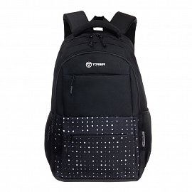 Рюкзак TORBER CLASS X, черный с орнаментом, полиэстер 900D, 45 x 30 x 18 см + Мешок для обуви! T2602-23-BLK-W 
