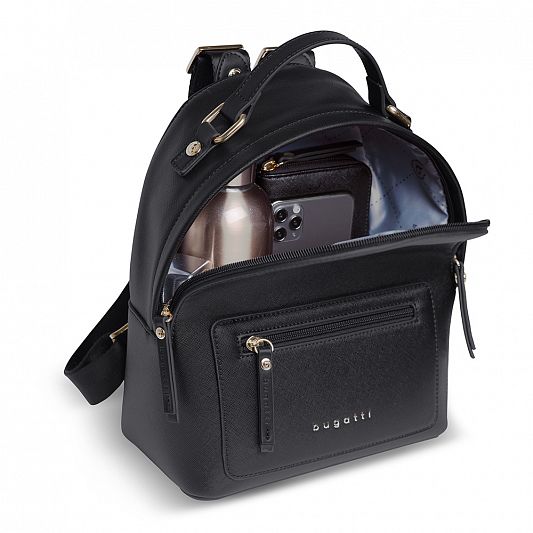 Рюкзак женский BUGATTI Ella, черный, полиуретан, 24х11,5х28 см 496630S01