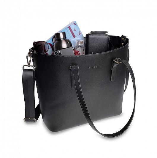 Сумка-шоппер женская BUGATTI Ella, черная, полиуретан, 47,5х12х32 см 493625S01