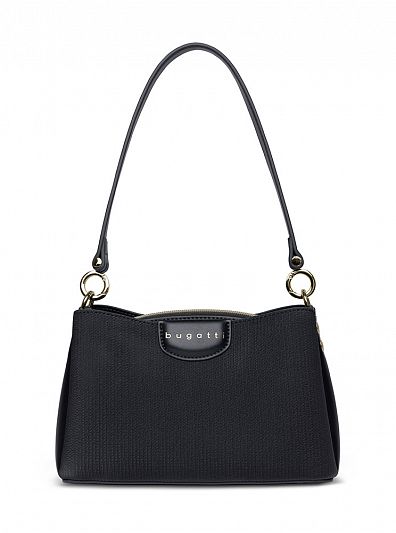 Сумка женская наплечная BUGATTI Leah, черная, полиуретан, 23х9х14,5 см 49605201