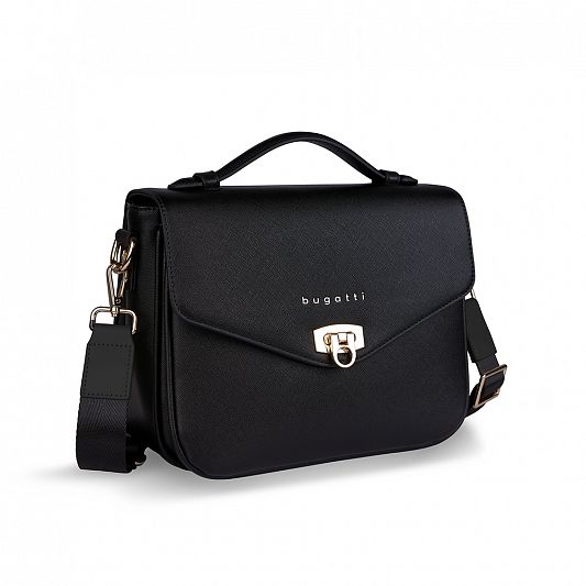 Сумка женская BUGATTI Ella, черная, полиуретан, 29х10х22 см 496634S01
