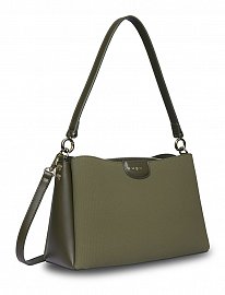 Сумка женская наплечная BUGATTI Leah, оливковая, полиуретан, 31х11,5х19 см 49605384 