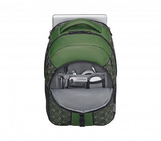 Стильный рюкзак WENGER Sun 610212 зеленый со светоотражающим принтом 27 л