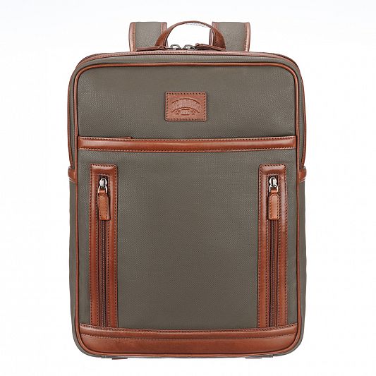 Рюкзак KLONDIKE "URBAN", натуральная кожа/канвас, оливковый/коричневый цвет, 30 х 40 х 11 см KD1406-02