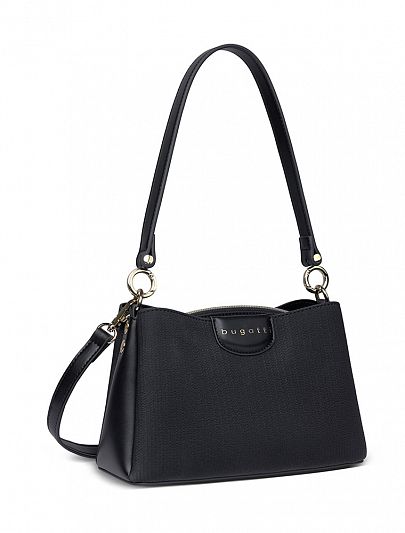 Сумка женская наплечная BUGATTI Leah, черная, полиуретан, 23х9х14,5 см 49605201