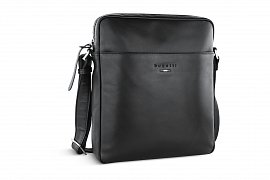 Сумка наплечная мужская BUGATTI Romeo, черная, воловья кожа/полиэстер, 23х5х26 см, 2,5 л 49413701 