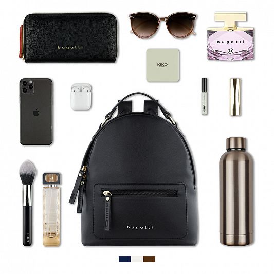 Рюкзак женский BUGATTI Ella, черный, полиуретан, 24х11,5х28 см 496630S01