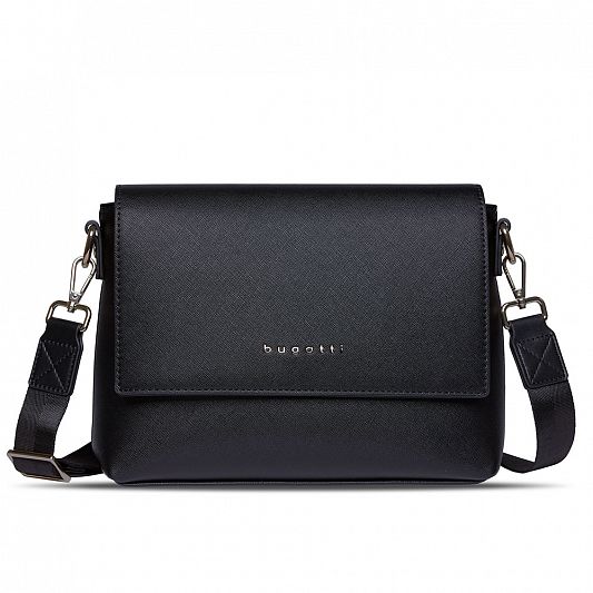 Сумка наплечная женская BUGATTI Ella, черная, полиуретан, 27х9х20,5 см 496628S01