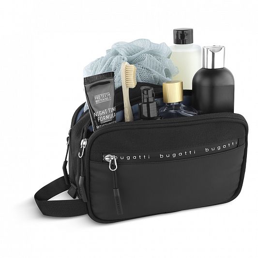 Несессер BUGATTI Blanc Delight, чёрный, нейлон RPET600D/тарпаулин/полиэстер, 22х10х16 см, 2 л 49451201