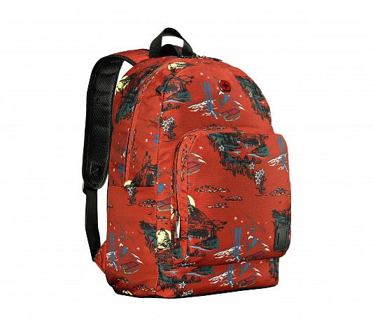 Молодежный рюкзак WENGER Crango 610194 с рисунком "Альпы" красный 24 л 