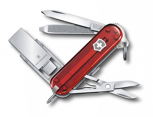 Нож-брелок Victorinox@work 58 мм с USB 3.0/3.1 полупрозрачный красный 4.6235.TG16B1