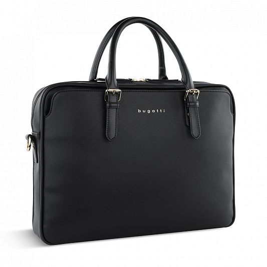 Портфель женский BUGATTI Ella 15', черный, полиуретан, 38х6х27,5 см 496626S01