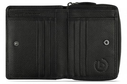 Кошелёк женский BUGATTI Bella, с RFID защитой, чёрный, воловья кожа/полиэстер, 12х2,5х9,5 см 49482101