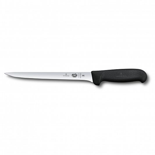 Нож филейный VICTORINOX Fibrox с гибким изогнутым лезвием 20 см, чёрный 5.3763.20