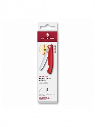 Складной нож для пикника VICTORINOX Swiss Classic, лезвие 11 см с волнистой кромкой, красный 6.7831.FC1