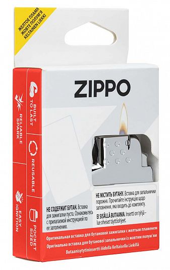 Газовый вставной блок для широкой зажигалки Zippo, одинарное жёлтое пламя, нержавеющая сталь 65807