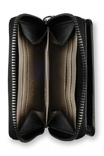 Кошелёк женский BUGATTI Elsa, с защитой данных RFID, чёрный, воловья кожа/полиэстер, 11х2,5х9 см 49462301