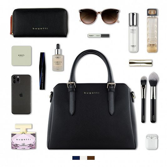 Сумка женская BUGATTI Ella, черная, полиуретан, 30х12х23 см 493623S01