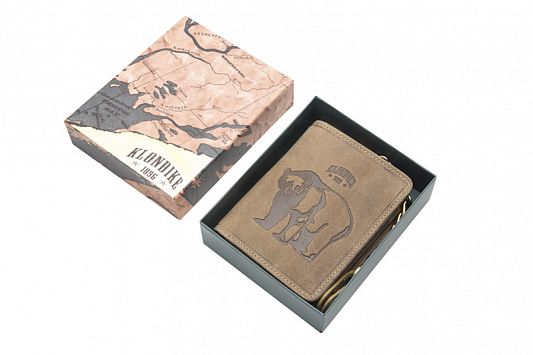 Бумажник KLONDIKE Wayne Bear KD1019-02 натуральная кожа коричневый с цепочкой