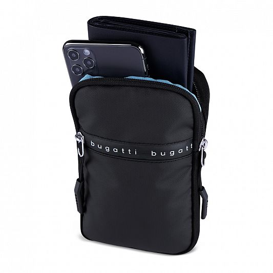 Сумка кросс-боди BUGATTI Blanc Delight, черная, нейлон RPET600D/тарпаулин/полиэстер, 14х3,5х18 см, 0,8 л 49452001