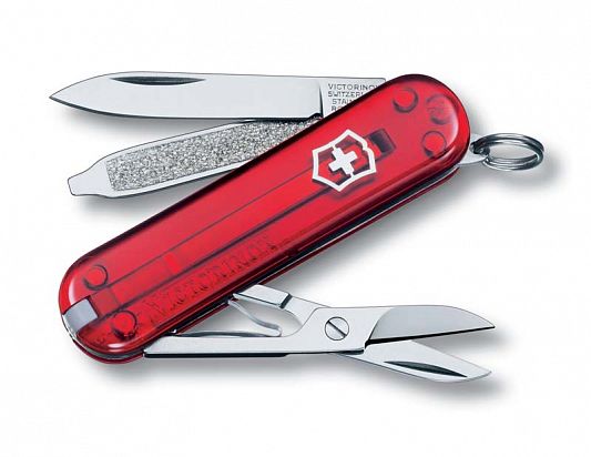Нож брелок Victorinox Classic SD полупрозрачный красный 0.6223.T