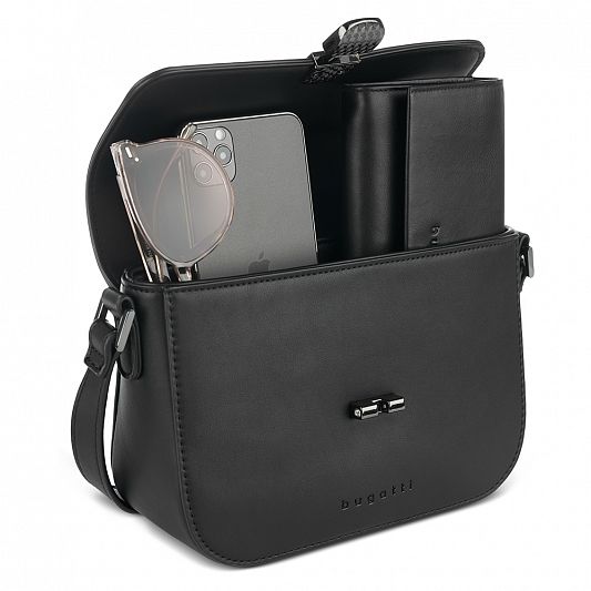 Сумка женская BUGATTI NELA, черная, полиуретан, 22х8х15,5 см 49384801